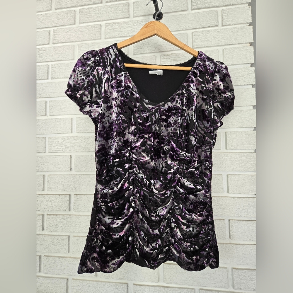 Vintage CLIENTELE Velvet Animal Print Top S/M